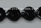 CAB324 15.5 inches 20*20mm faceted heart black agate gemstone beads