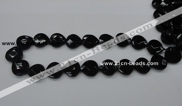 CAB324 15.5 inches 20*20mm faceted heart black agate gemstone beads