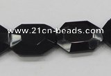 CAB325 15.5 inches 18*24mm faceted octagonal black agate gemstone beads