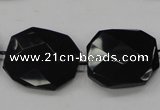 CAB326 15.5 inches 25*30mm faceted octagonal black agate gemstone beads