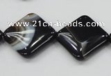 CAB327 15.5 inches 20*20mm diamond black agate gemstone beads