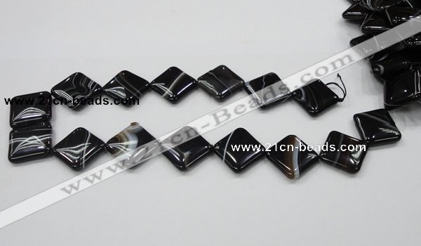 CAB327 15.5 inches 20*20mm diamond black agate gemstone beads