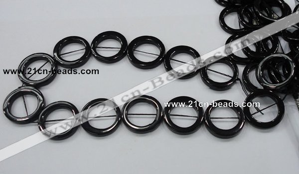 CAB329 15.5 inches 30mm donut shape black agate gemstone beads