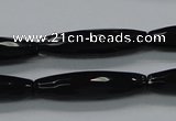 CAB330 15.5 inches 8*30mm faceted rice black agate gemstone beads