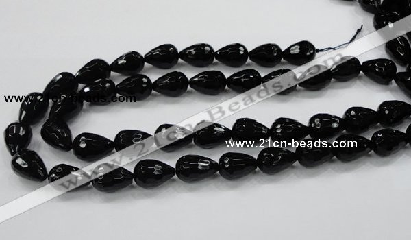 CAB331 15.5 inches 13*17mm faceted teardrop black agate gemstone beads