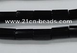 CAB333 15.5 inches 8*12mm faceted column black agate gemstone beads