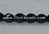 CAB335 15.5 inches 8*12mm faceted & twisted rice black agate beads