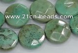 CAB34 15.5 inches 18mm faceted coin green grass agate gemstone beads