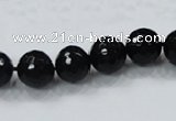 CAB344 15.5 inches 10mm faceted round black agate gemstone beads