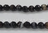 CAB347 15.5 inches 8mm faceted round black agate gemstone beads