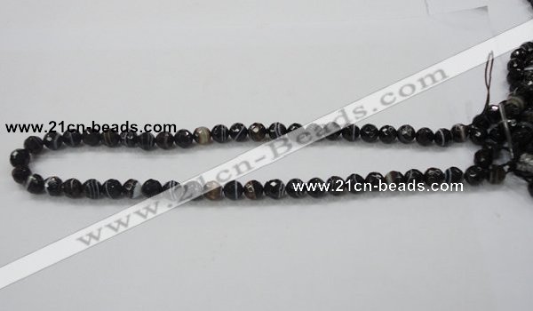 CAB347 15.5 inches 8mm faceted round black agate gemstone beads