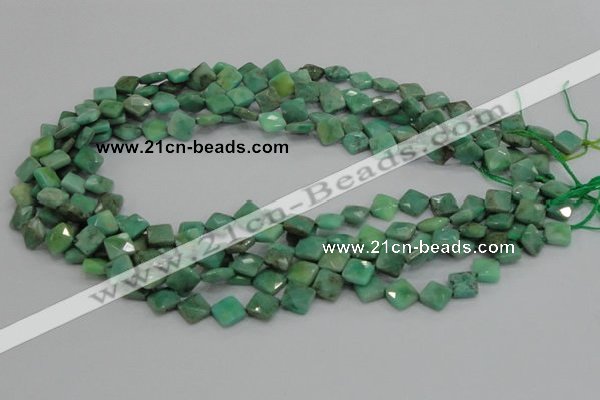 CAB35 15.5 inches 8*8mm faceted diamond green grass agate beads