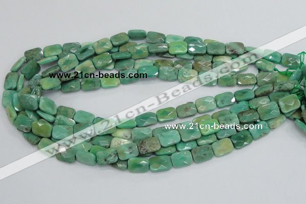 CAB36 15.5 inches 10*14mm faceted rectangle green grass agate beads