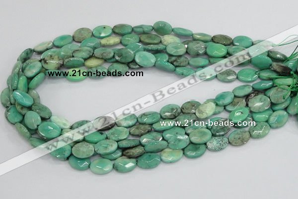 CAB38 15.5 inches 10*14mm faceted oval green grass agate beads