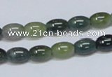 CAB388 15.5 inches 7*10mm rice moss agate gemstone beads wholesale