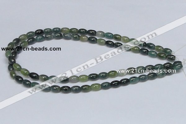 CAB388 15.5 inches 7*10mm rice moss agate gemstone beads wholesale