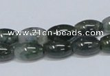 CAB389 15.5 inches 8*12mm rice moss agate gemstone beads wholesale