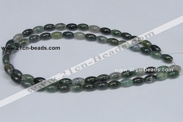 CAB389 15.5 inches 8*12mm rice moss agate gemstone beads wholesale