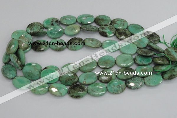 CAB40 15.5 inches 15*20mm faceted oval green grass agate beads