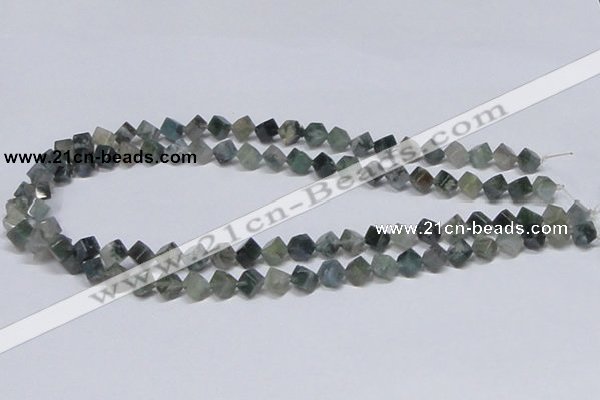 CAB400 15.5 inches 6*6mm inclined cube moss agate gemstone beads