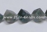 CAB401 15.5 inches 10*10mm inclined cube moss agate gemstone beads