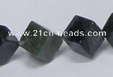 CAB402 15.5 inches 12*12mm inclined cube moss agate gemstone beads