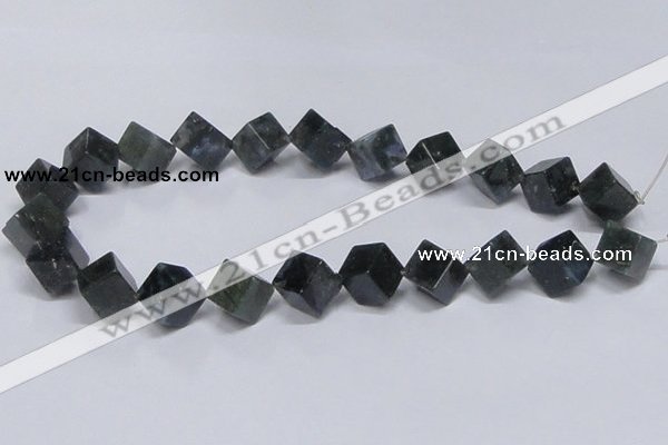 CAB402 15.5 inches 12*12mm inclined cube moss agate gemstone beads