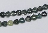 CAB403 15.5 inches 6*6mm heart moss agate gemstone beads wholesale