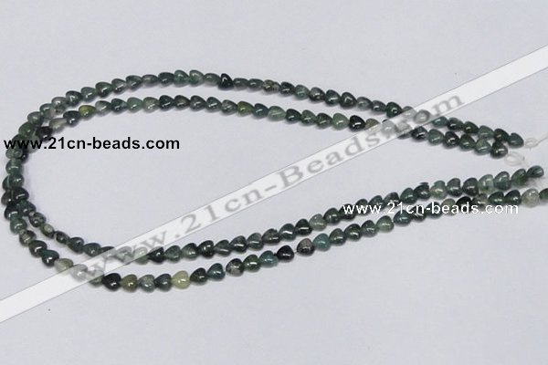 CAB403 15.5 inches 6*6mm heart moss agate gemstone beads wholesale