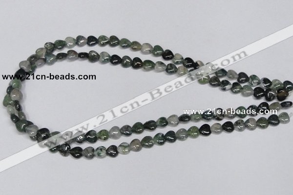 CAB404 15.5 inches 8*8mm heart moss agate gemstone beads wholesale