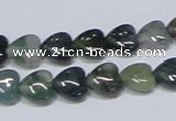 CAB405 15.5 inches 10*10mm heart moss agate gemstone beads wholesale