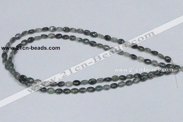 CAB408 15.5 inches 6*8mm oval moss agate gemstone beads wholesale