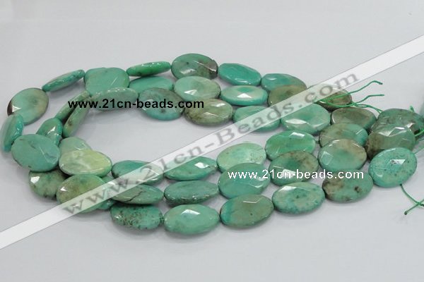 CAB41 15.5 inches 18*25mm faceted oval green grass agate beads