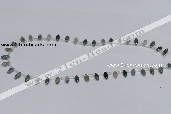 CAB411 15.5 inches 5*10mm horse eye moss agate gemstone beads