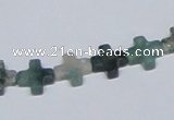 CAB415 15.5 inches 10*10mm cross moss agate gemstone beads