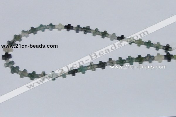 CAB415 15.5 inches 10*10mm cross moss agate gemstone beads