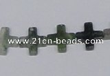 CAB416 15.5 inches 12*12mm cross moss agate gemstone beads