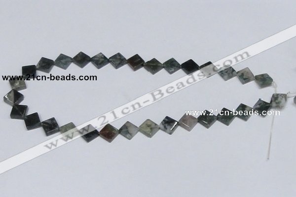 CAB417 15.5 inches 10*10mm diamond moss agate gemstone beads