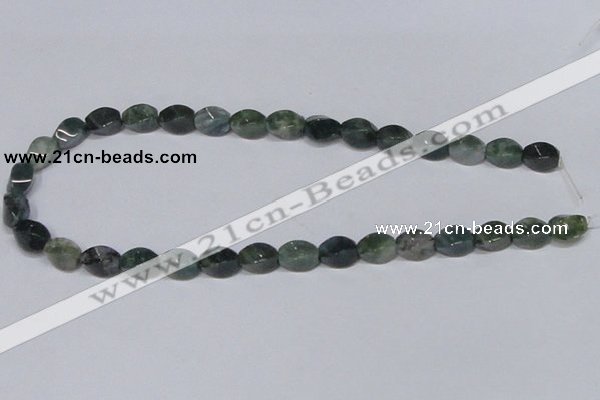 CAB420 15.5 inches 8*12mm twisted rice moss agate gemstone beads