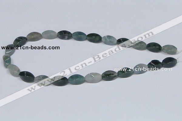 CAB421 15.5 inches 8*16mm twisted rice moss agate gemstone beads