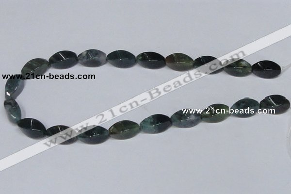 CAB422 15.5 inches 10*20mm twisted rice moss agate gemstone beads