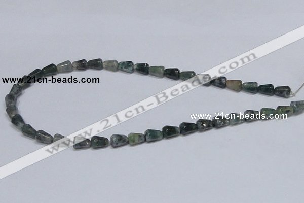 CAB424 15.5 inches 7*10mm faceted teardrop moss agate gemstone beads