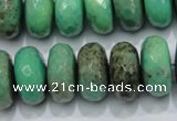 CAB45 15.5 inches 10*18mm faceted rondelle green grass agate beads