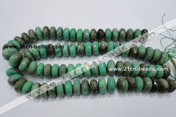 CAB45 15.5 inches 10*18mm faceted rondelle green grass agate beads