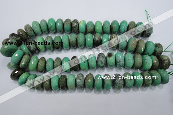 CAB46 15.5 inches 11*20mm faceted rondelle green grass agate beads