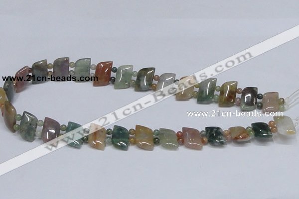 CAB468 15.5 inches horse eye & round double-drilled indian agate beads
