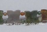 CAB470 15.5 inches flower & round double-drilled indian agate beads