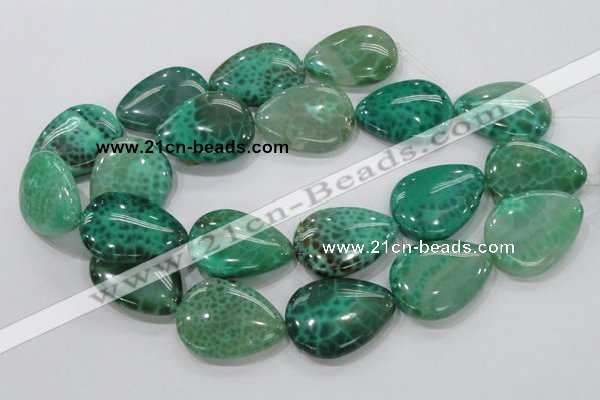 CAB56 15.5 inches 30*40mm flat teardrop peafowl agate gemstone beads