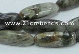 CAB566 15.5 inches 10*30mm rice silver needle agate gemstone beads