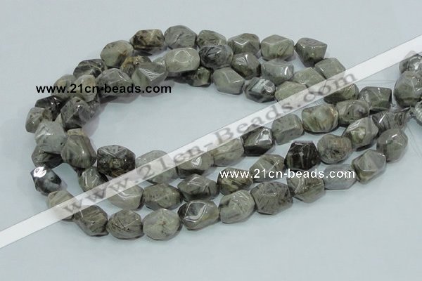 CAB568 15.5 inches 15*20mm nuggets silver needle agate gemstone beads